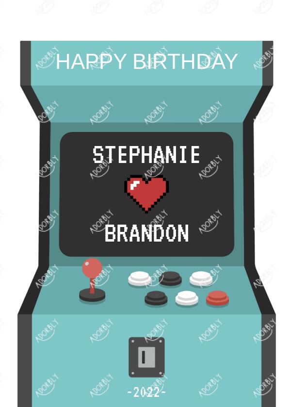 Retro Arcade Game Birthday - Personalized Birthday Card