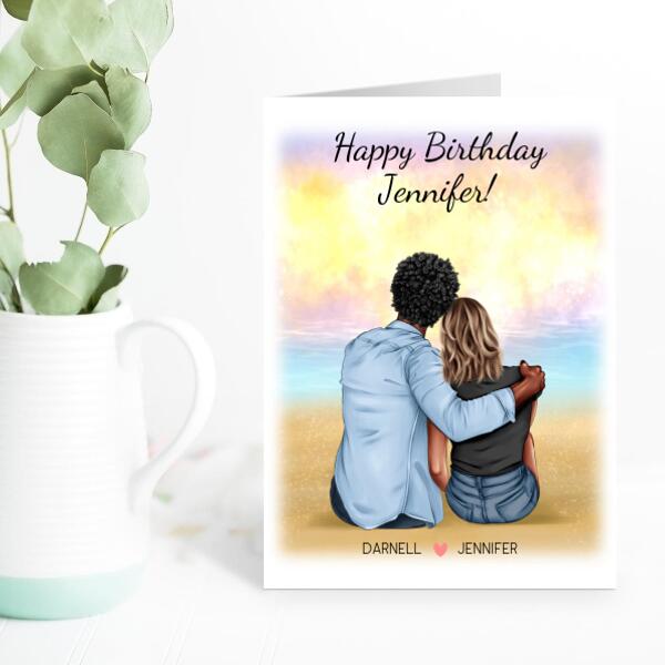 Happy Birthday Couple with Background - Personalized Birthday Card