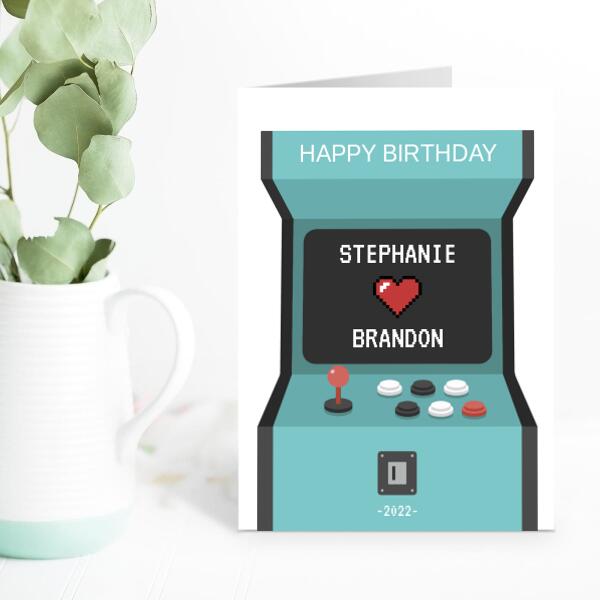 Retro Arcade Game Birthday - Personalized Birthday Card