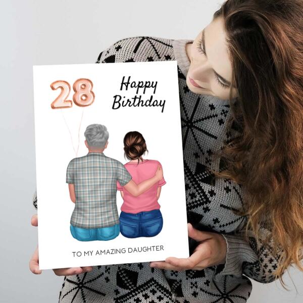 Dad to Daughter Birthday with Balloons - Personalized Birthday Card