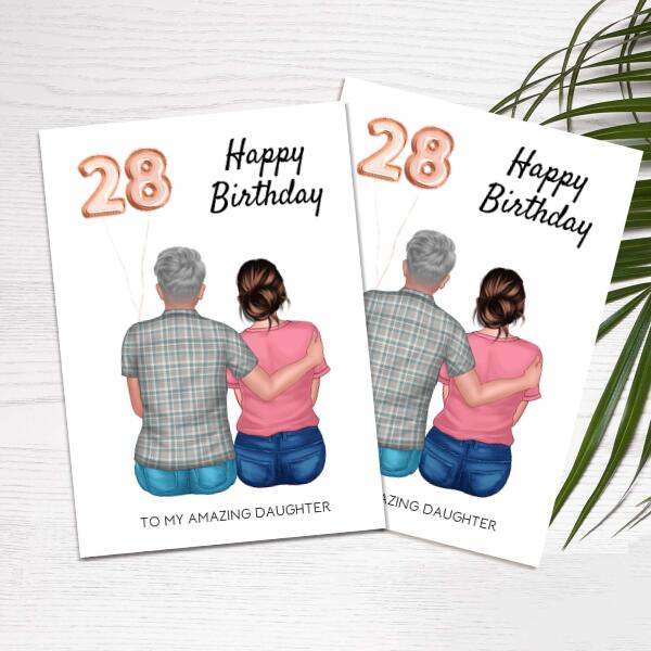 Dad to Daughter Birthday with Balloons - Personalized Birthday Card