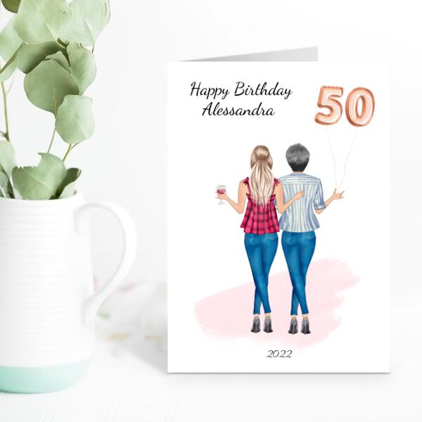 Happy Birthday Daughter with Balloons & Message - Personalized Birthday Card