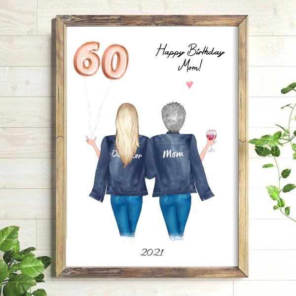 Happy Birthday Mom in Jackets with Balloons - Personalized Birthday Card