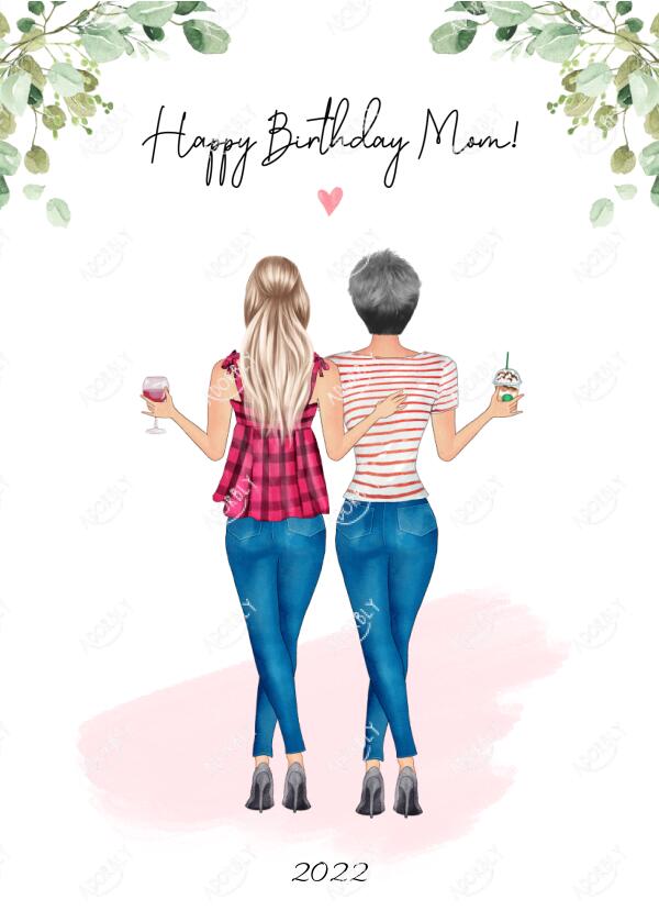 Happy Birthday Mom in Jeans - Personalized Birthday Card
