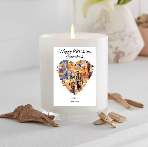 Happy Birthday Mom Heart Photo Collage - Personalized Birthday Card