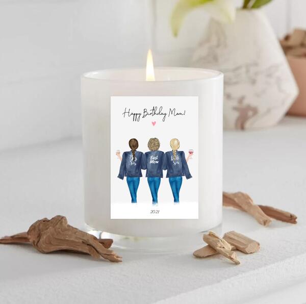 Happy Birthday Mom From 2 Daughters in Jackets - Personalized Birthday Card