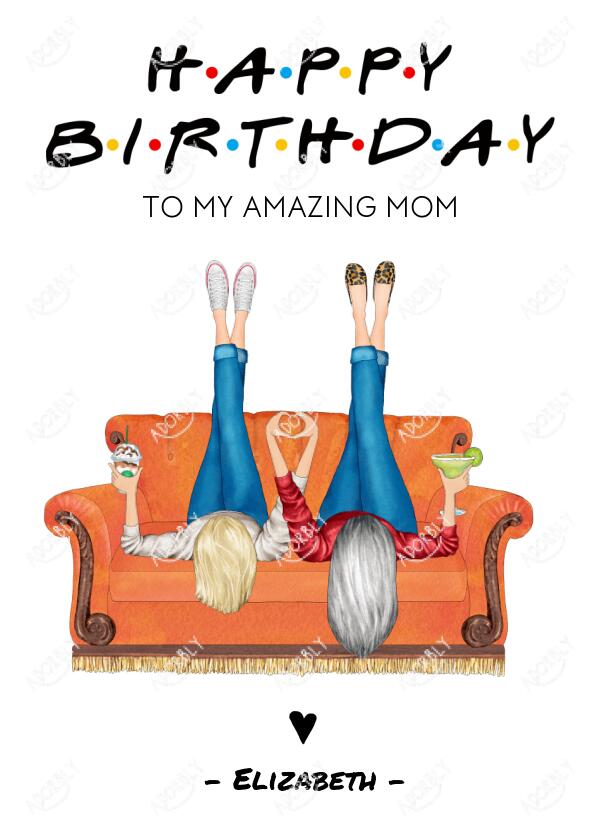Daughter to Mom Friends Birthday - Personalized Birthday Card