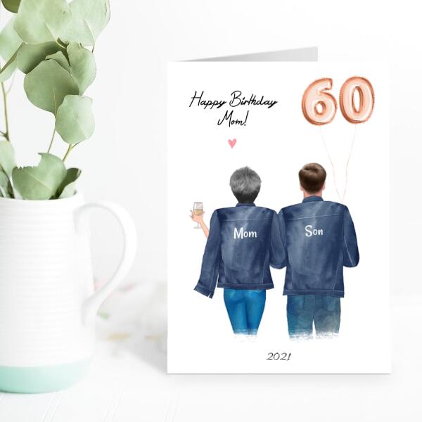 Happy Birthday Mom From Son with Balloons - Personalized Birthday Card