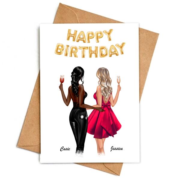 Glam Birthday Girlfriends - Personalized Birthday Card