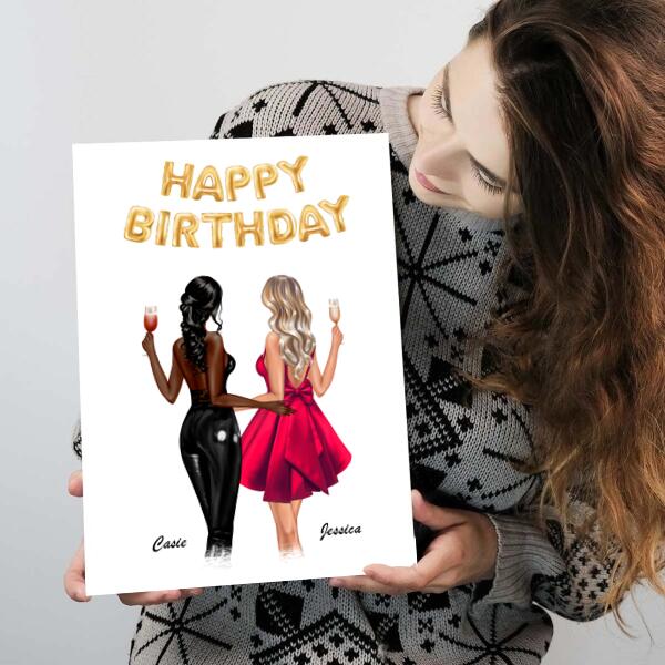Glam Birthday Girlfriends - Personalized Birthday Card