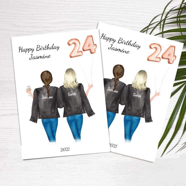Birthday Friends in Jackets - Personalized Birthday Card