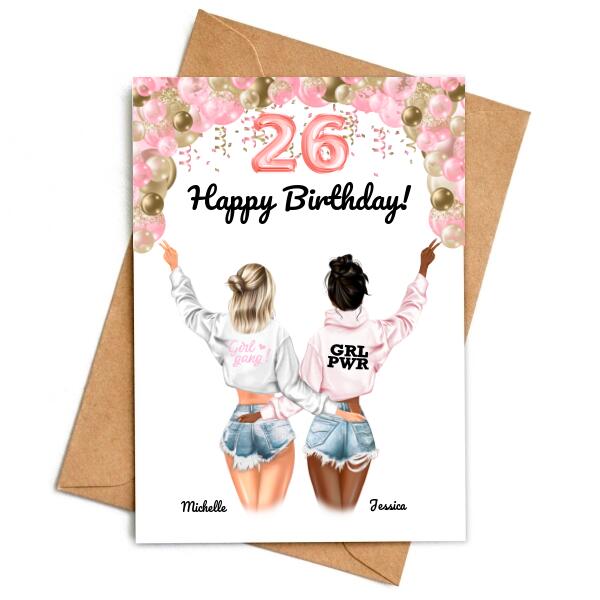 Birthday Friends in Shorts - Personalized Birthday Card