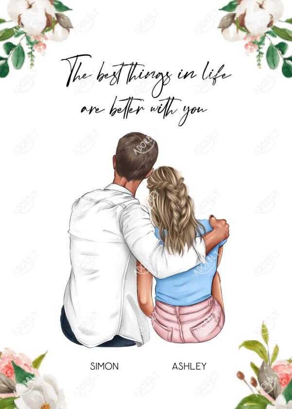The Best Things in Life - For Couples - Personalized Card