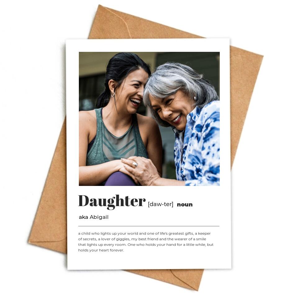Definition of Daughter For Any Occasion - Personalized Card