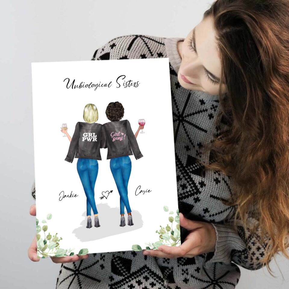 Unbiological Sisters - For Girlfriends - Personalized Card