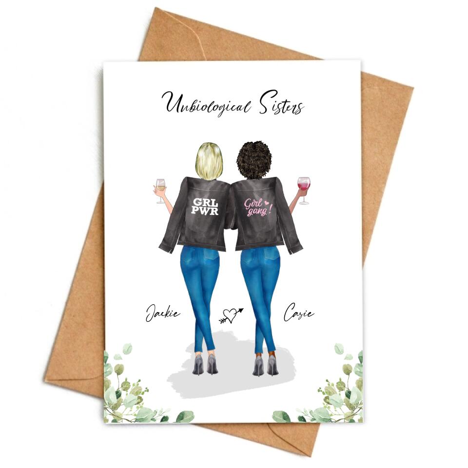 Unbiological Sisters - For Girlfriends - Personalized Card