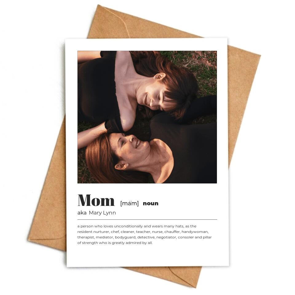 Definition of Mom For Any Occasion - Personalized Card