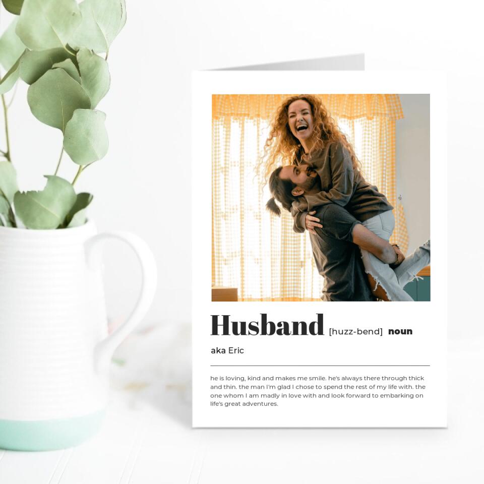 Definition of Husband For Any Occasion - Personalized Card