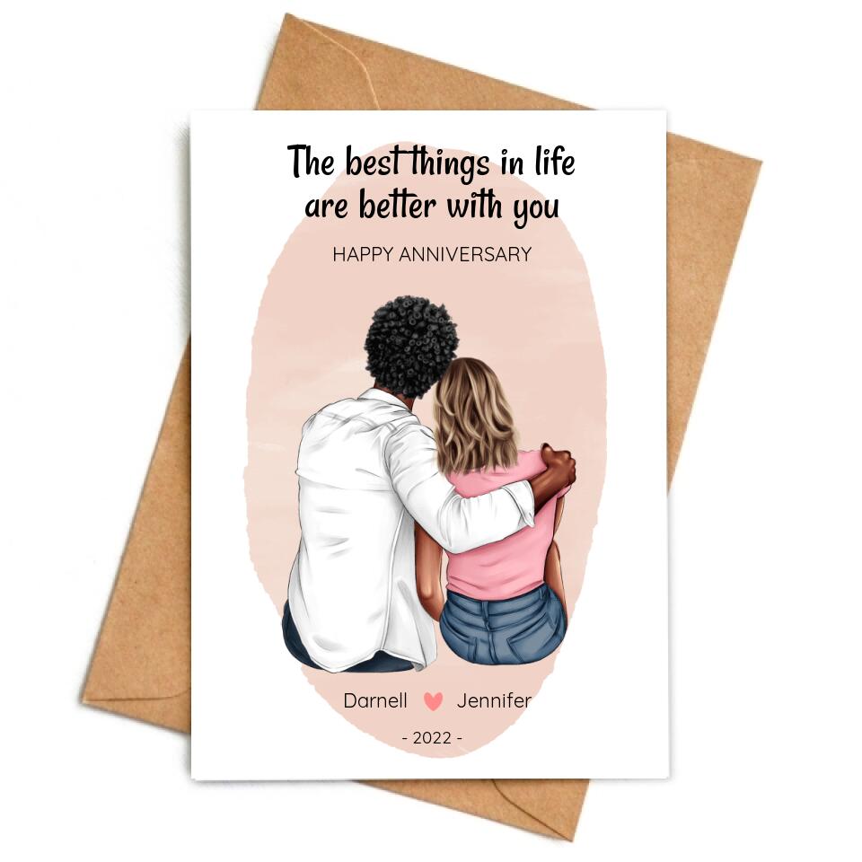 Happy Anniversary Couple Blush Pink - Personalized Anniversary Card