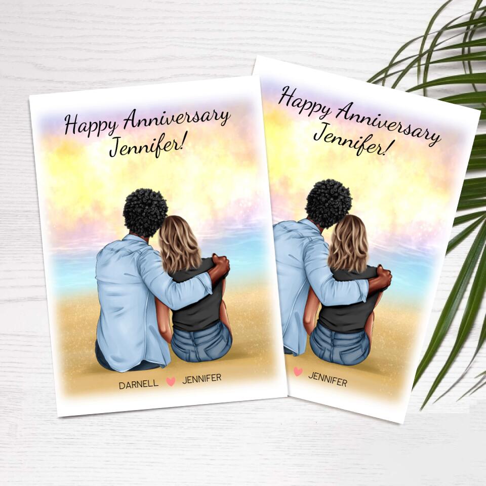 Happy Anniversary On The Beach - Personalized Anniversary Card