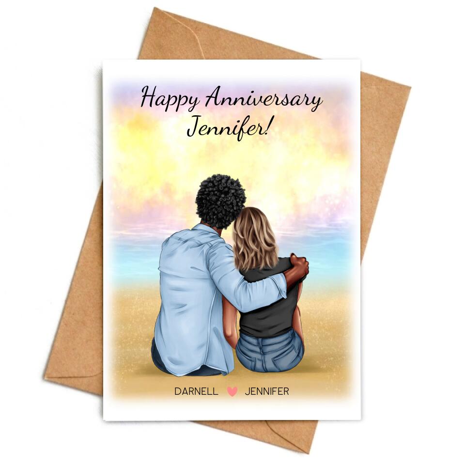 Happy Anniversary On The Beach - Personalized Anniversary Card