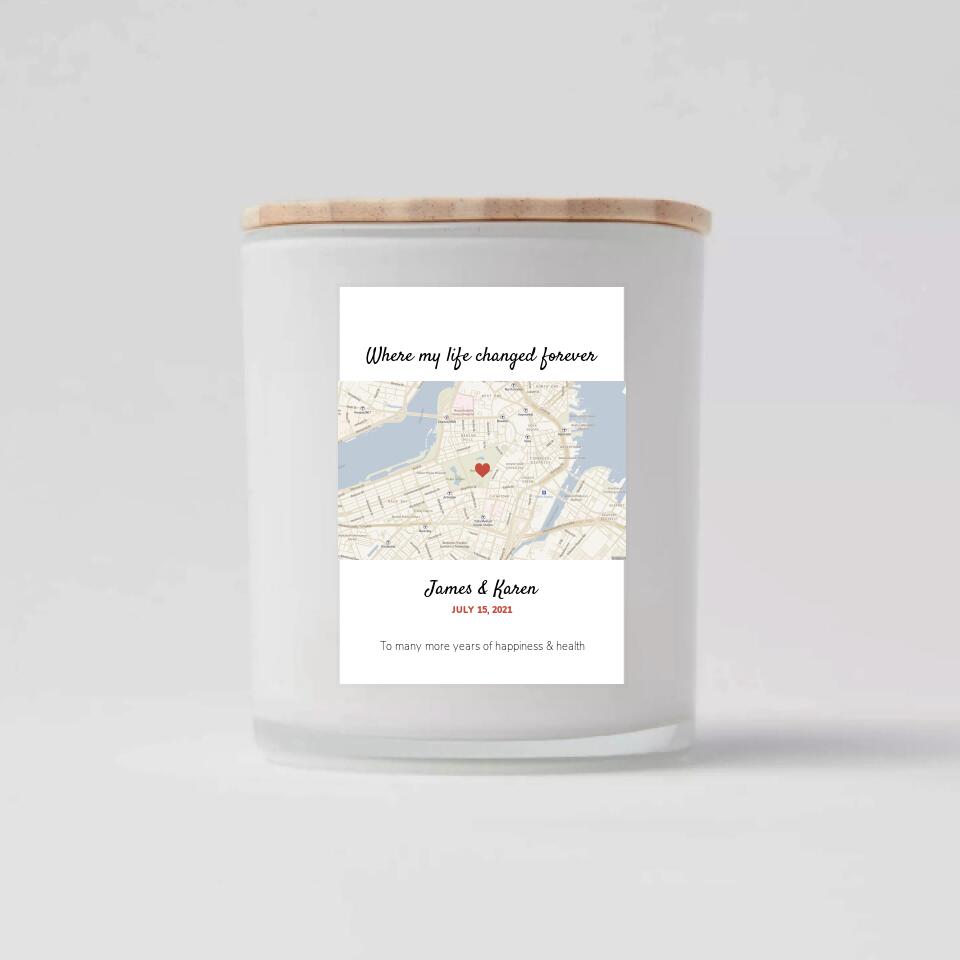 Where My Life Changed Map - For All Couples - Personalized Anniversary Card