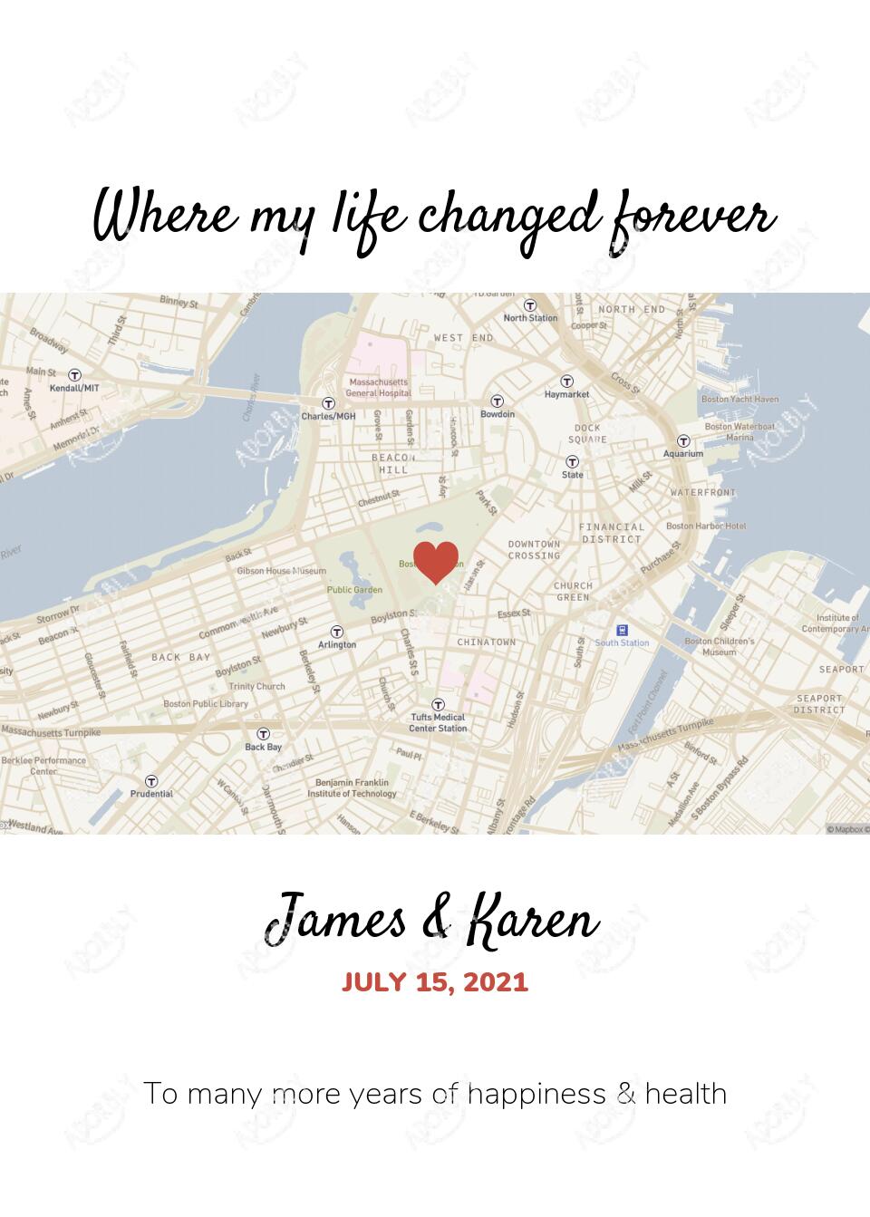 Where My Life Changed Map - For All Couples - Personalized Anniversary Card