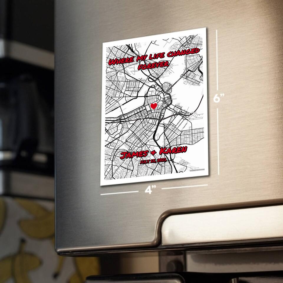 Where My Life Changed B&W Map - For All Couples - Personalized Anniversary Card