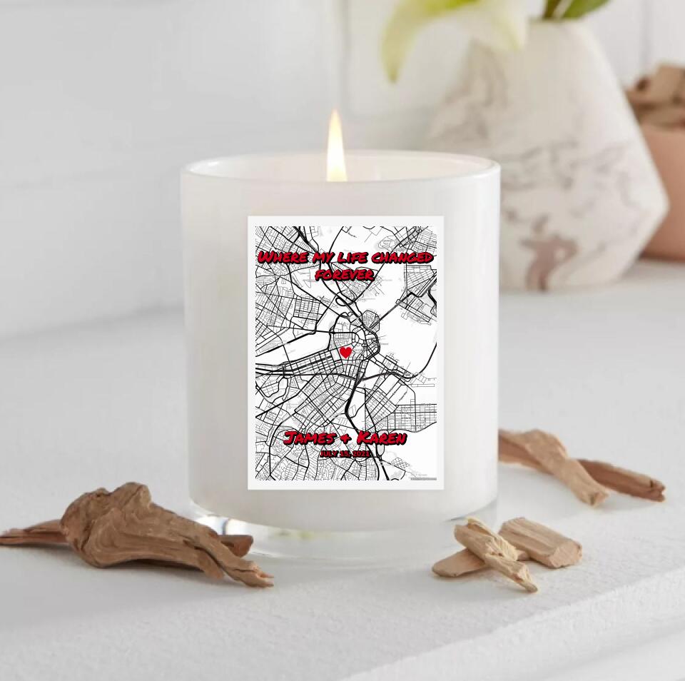Where My Life Changed B&W Map - For All Couples - Personalized Anniversary Card
