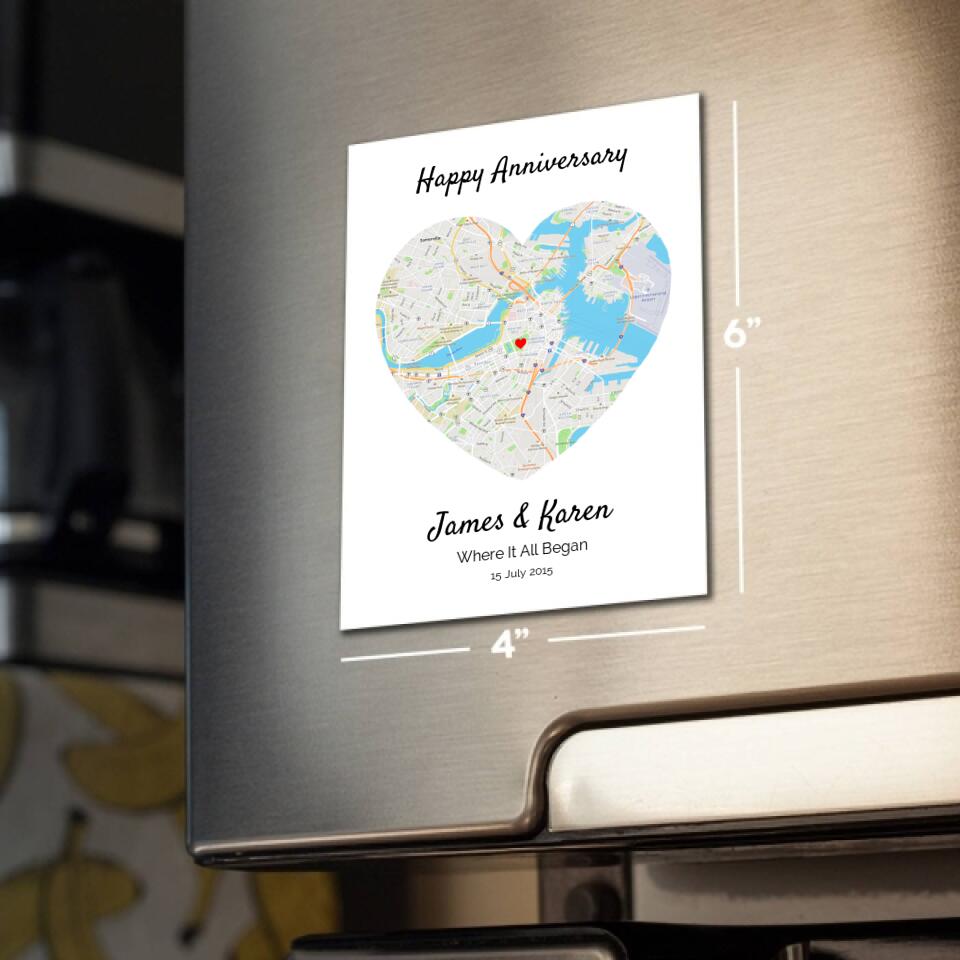 Where It All Began Map - Personalized Anniversary Card