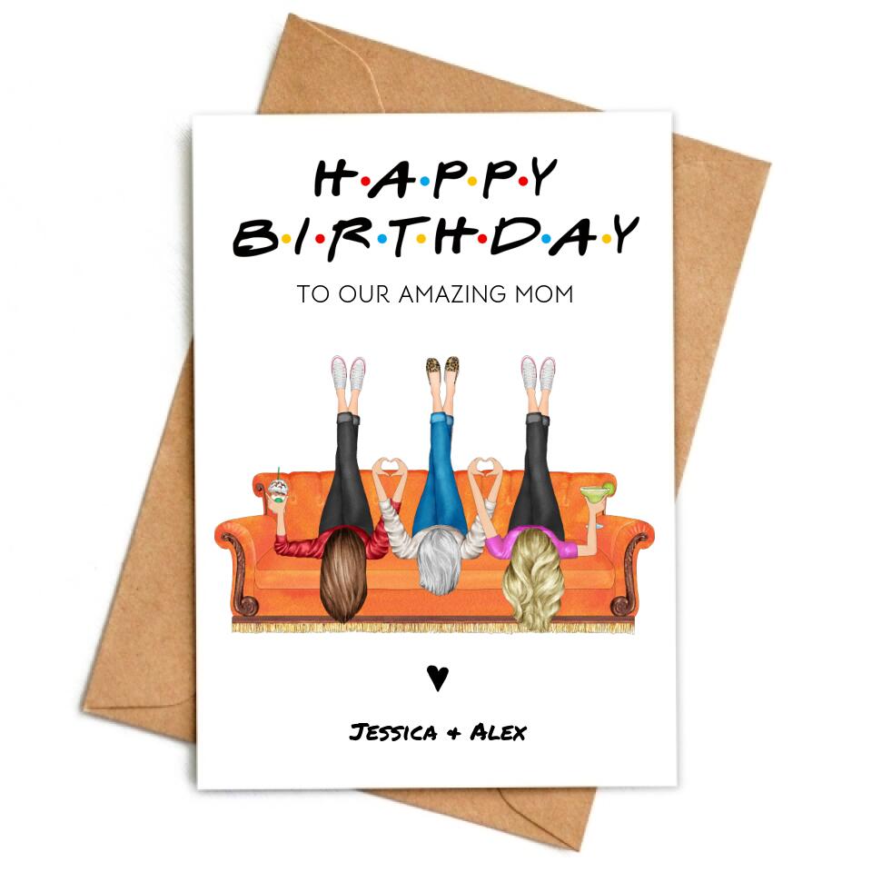 Daughters to Mom Friends Birthday - Personalized Birthday Card